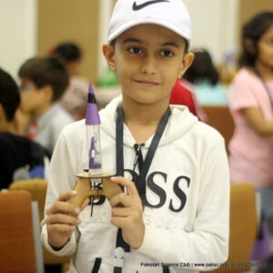 Kid build a chemical-powered rocket in Islamabad STEM camp 4.0