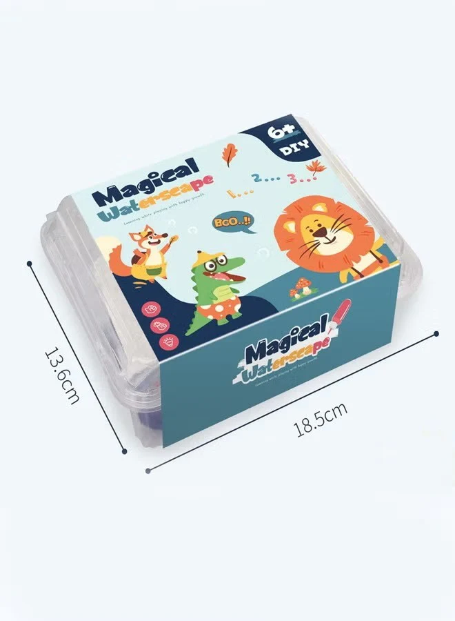 Magical Waterscape Toy Set DIY 3D water art kit for kids with jelly animal molds and colorful water art.