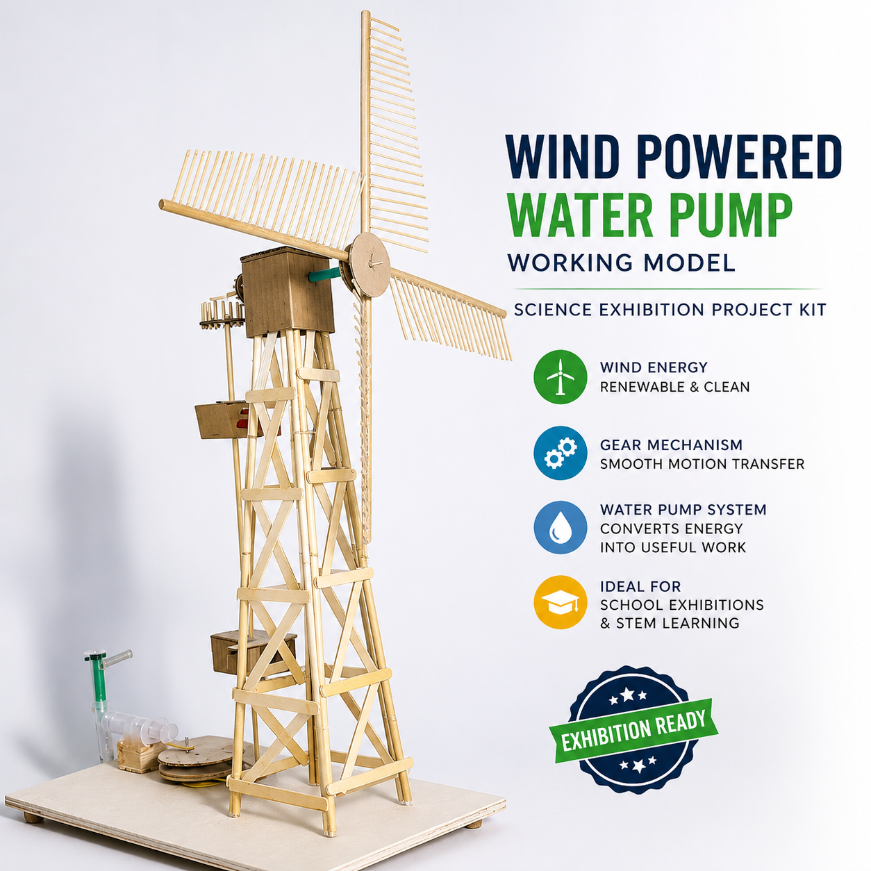 Wind Powered Water Pump Working Model for School Project