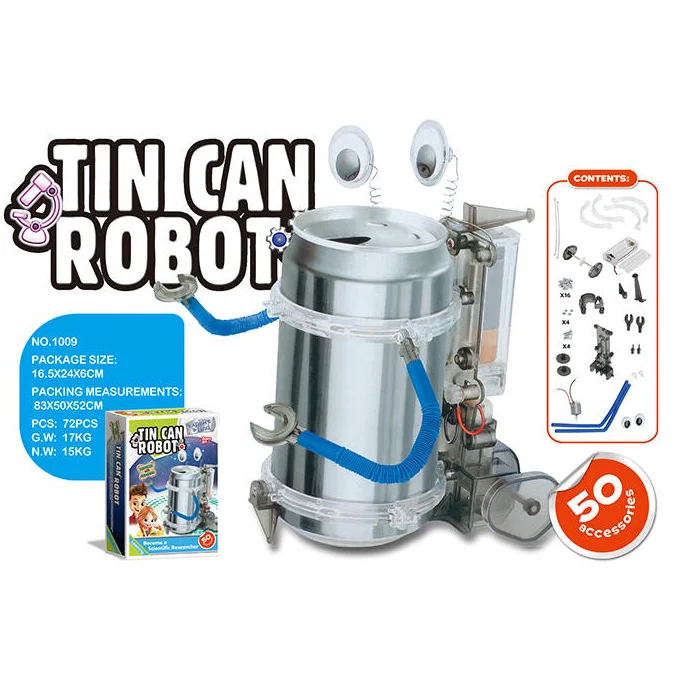 Tin Can Robot STEM Kit for Kids made from recycled metal can
