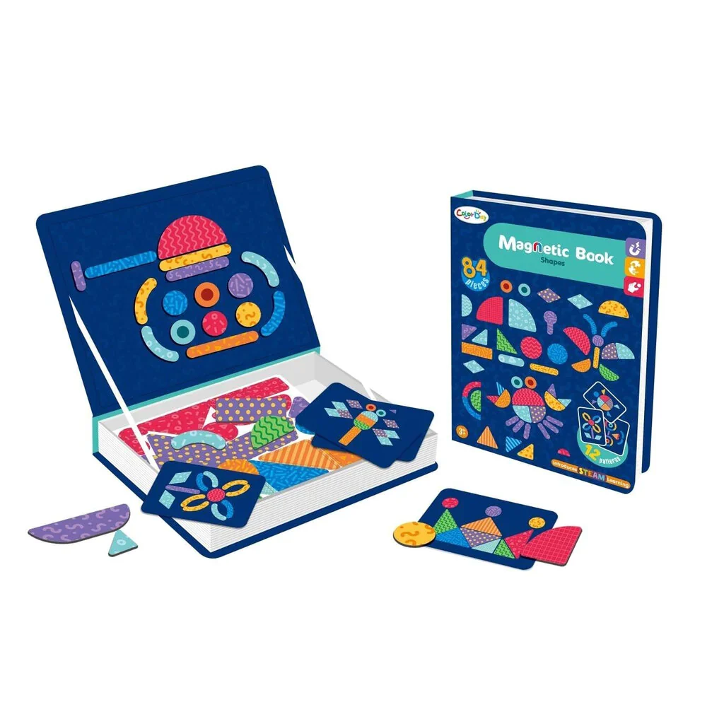 Magnetic shape puzzle book with 84 colourful pieces