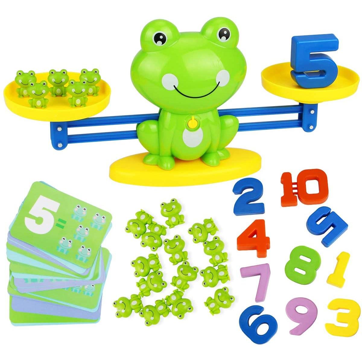 Frog Balance Math Game with numbers and counting pieces