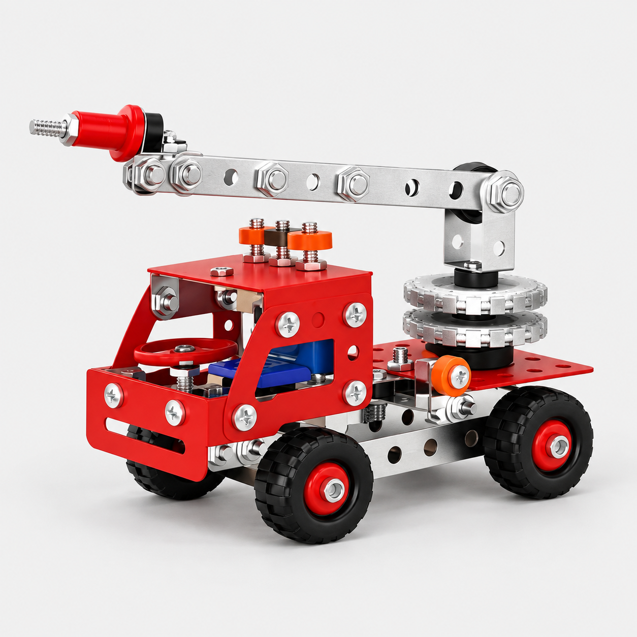 DIY metal fire truck kit with 148 construction pieces